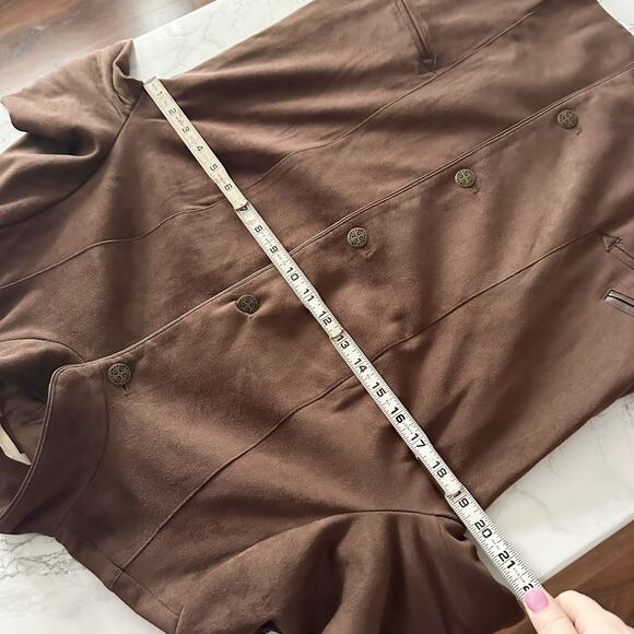 Soft Surroundings Mylitta Brown Faux Suede Jacket Women’s Size Small snap front - Picture 10 of 12